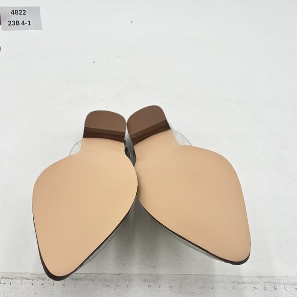 YDN Silver Low Heels Mules Slip On Loafers Pointy Toe Clogs Slide Slipper - Picture 7 of 8